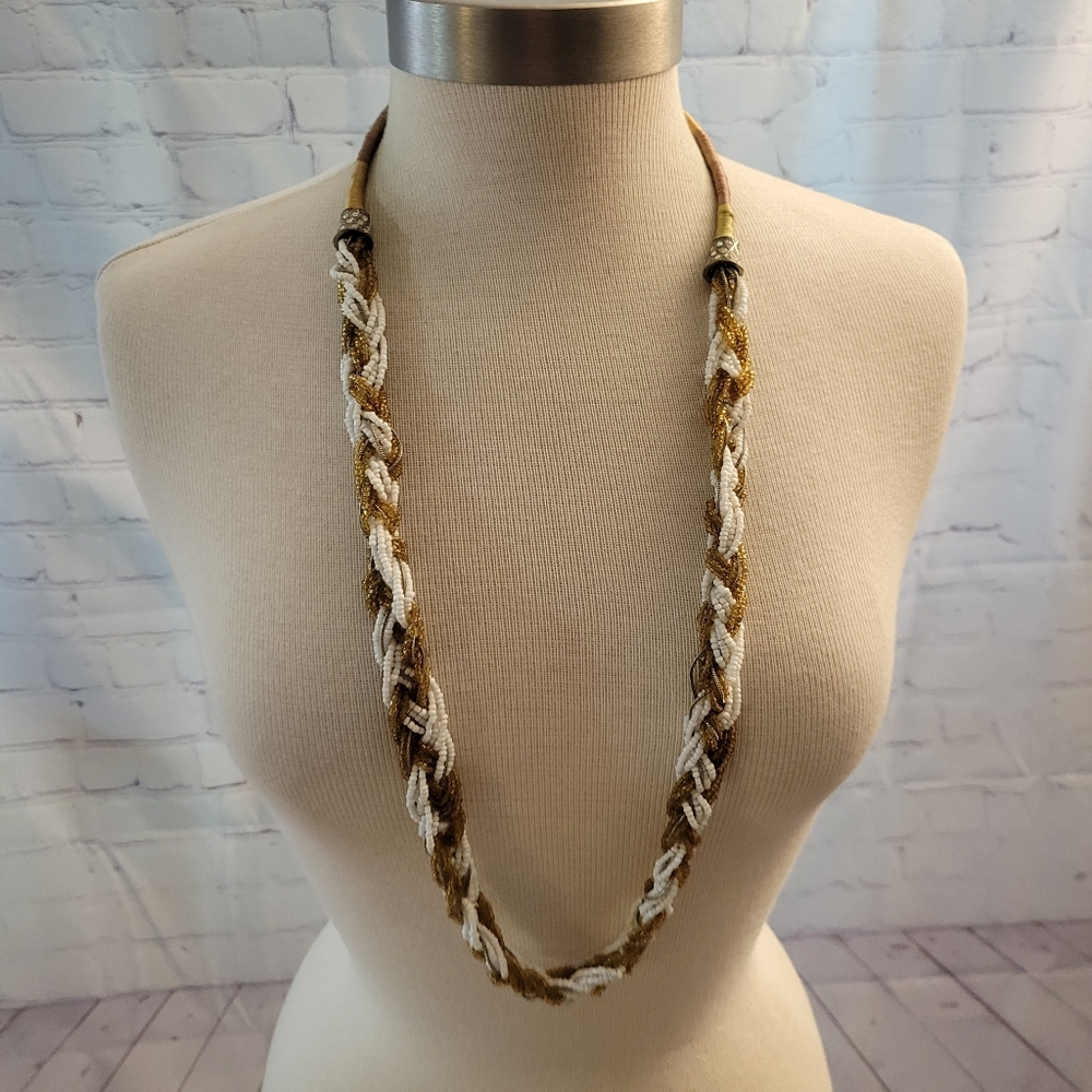Vintage Beaded Seed Bead Braided Necklace